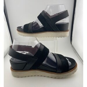 Homers Artisan Black Leather Flatform Sandals sz. 37.5 (7-7.5) Made in Spain